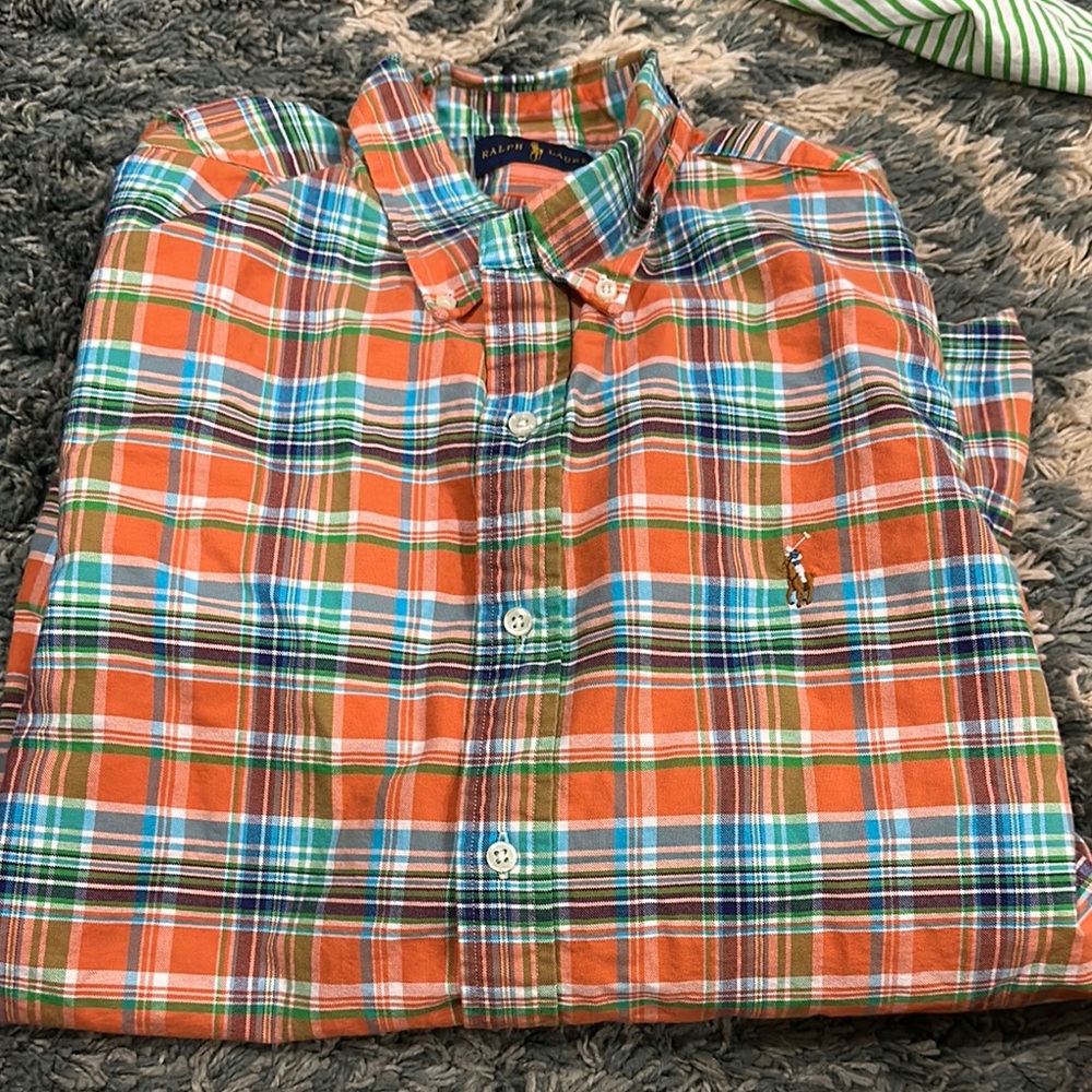 Polo by Ralph Lauren Men's Orange Plaid Shirt